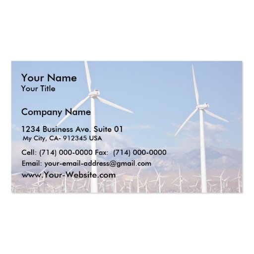 Wind turbines business card template (front side)