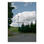 Wind turbines in countryside greeting card
