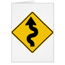 Winding Road Ahead Highway Sign Greeting Card