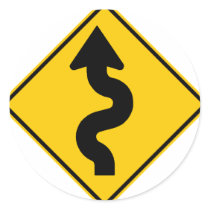 Winding Road Ahead Highway Sign stickers by wesleyowns Winding Road Ahead Highway Sign stickers
