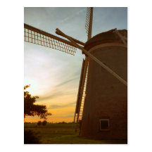 Windmill at sunset postcard