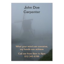 Windmill in fog business card template