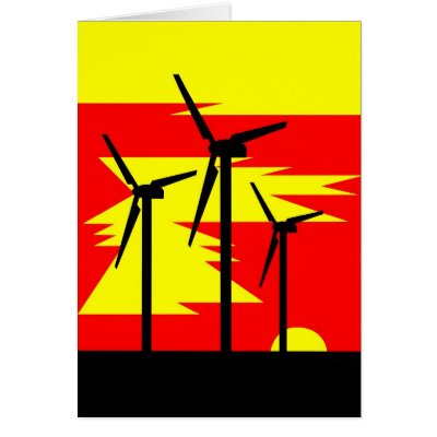 Windmill Sunrise Greeting Card by lonvig