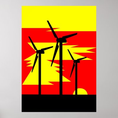 Windmill Sunrise Print by lonvig