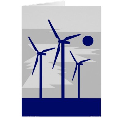 Windmill Surise Grey - Siemens Wind Power Greeting Card by lonvig
