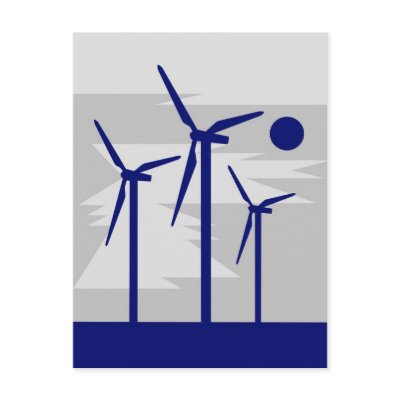Windmill Surise Grey - Siemens Wind Power Post Card by lonvig
