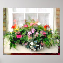 Window Box of Colorful, Cascading Mixed Flowers Posters