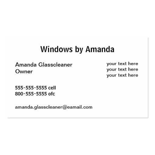 Window Cleaning Business Cards (back side)