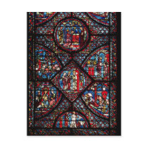 Window depicting scenes postcards