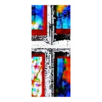Window Pane Cross -Red Trim posters