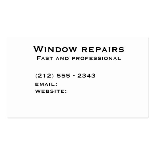 Window repair businesses card business card (back side)