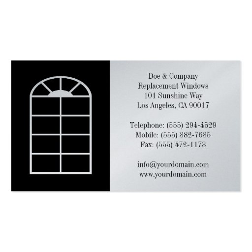 Window Replacement Installer/Company Platinum Business Card Templates (back side)