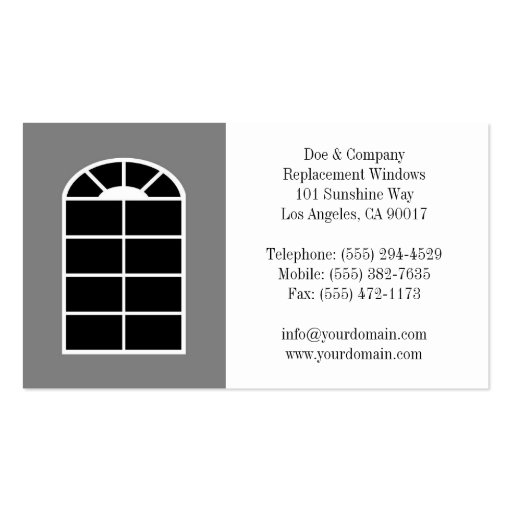 Window Replacement Installer/Company White Business Card (back side)