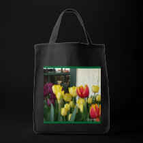 "Window Tulips Garden" Grocery/Wine Bag
