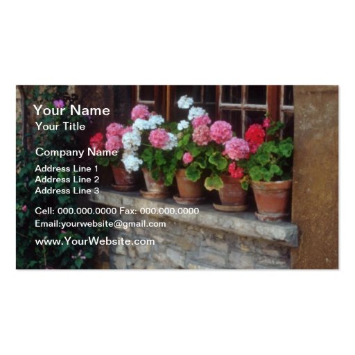Windows In Perouges flowers Business Card (front side)