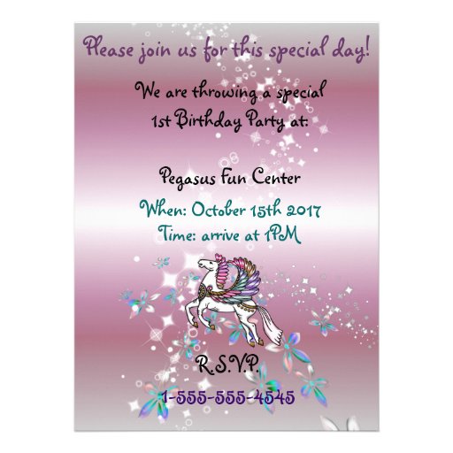 Winds and Wings Pegasus  BIRTHDAY BABY SHOWER Invites