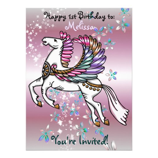 Winds and Wings Pegasus  BIRTHDAY BABY SHOWER Invites