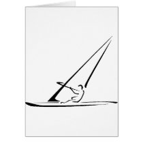 Windsurf enhanced black outline greeting cards