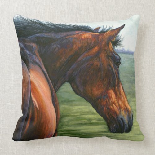 Windswept - Bay Horse Pillow throwpillow