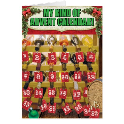 Wine Advent Calendar Christmas Funny Paper Card Zazzle