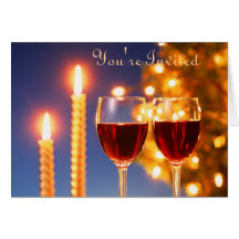 Wine and Candle Invitation Greeting Card