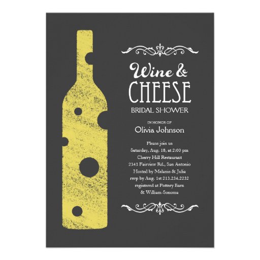 Wine and Cheese Bridal Shower Invitations (front side)