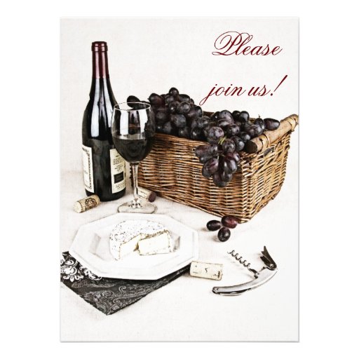 Wine and cheese dinner celebration invitation (front side)
