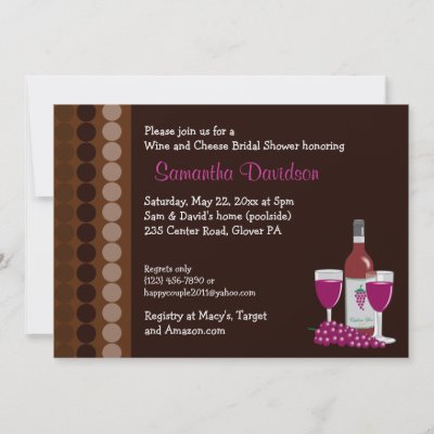 Wine and Cheese Party 5x7 Bridal Shower Invite