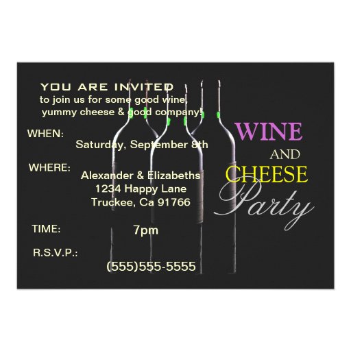 Wine and Cheese Party Invite (front side)