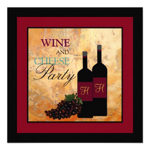 Wine and Cheese Party Personalized Invitation (front side)