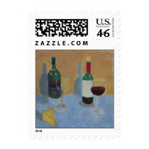 Wine and Cheese Postage Stamp