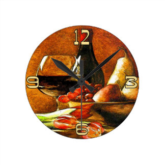Wine and Fruit Round Clock