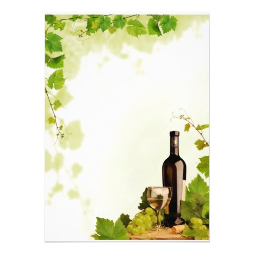 Wine and grapes personalized invitations (front side)