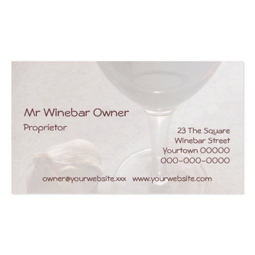 Wine bar business card (back side)