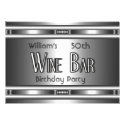 Wine Bar metal Silver Black 50th Birthday Mens Custom
Announcement
