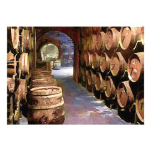 Wine Barrels in the Wine Cellar Custom Announcements