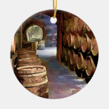 Wine Barrels in the Wine Cellar Christmas Tree Ornament