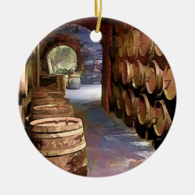 Wine Barrels in the Wine Cellar Christmas Tree Ornament