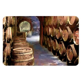 Wine Barrels in the Wine Cellar Flexible Magnets