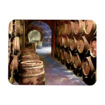 Wine Barrels in the Wine Cellar Flexible Magnets