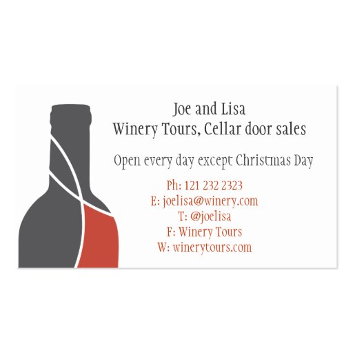 Wine bottle and glass business card (back side)