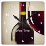Wine Bottle and Glass Design Wall Clock