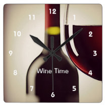 Wine Bottle and Glass Design Wall Clock at Zazzle