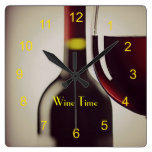 Wine Bottle and Glass Design Wall Clock