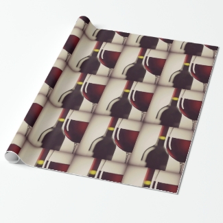 Wine Bottle and Glass Design Wrapping Paper