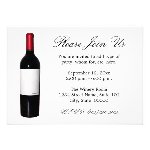 Wine Bottle (Blank Label) Invitations (front side)