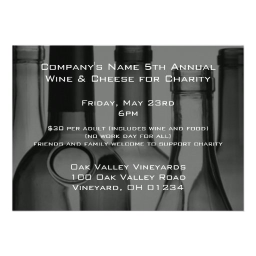 Wine Bottle Corporate Event Invitations (front side)