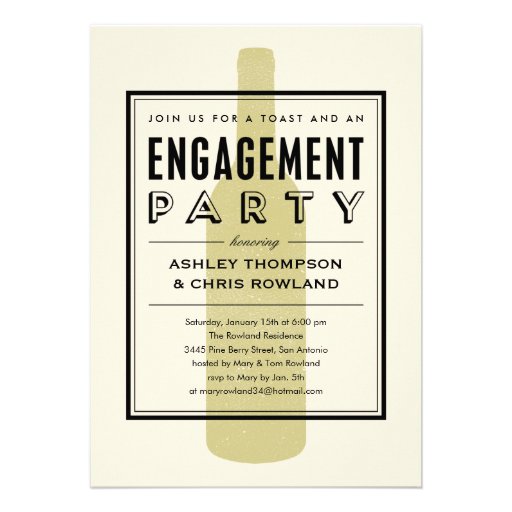 Wine Bottle Engagement Party Invitations