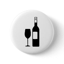 Wine bottle glass pinback button