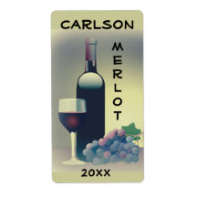 Wine Bottle Glass Grapes Label
